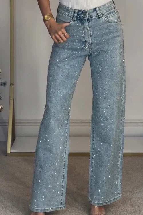 Diamanté – High Waisted Straight Leg Jeans