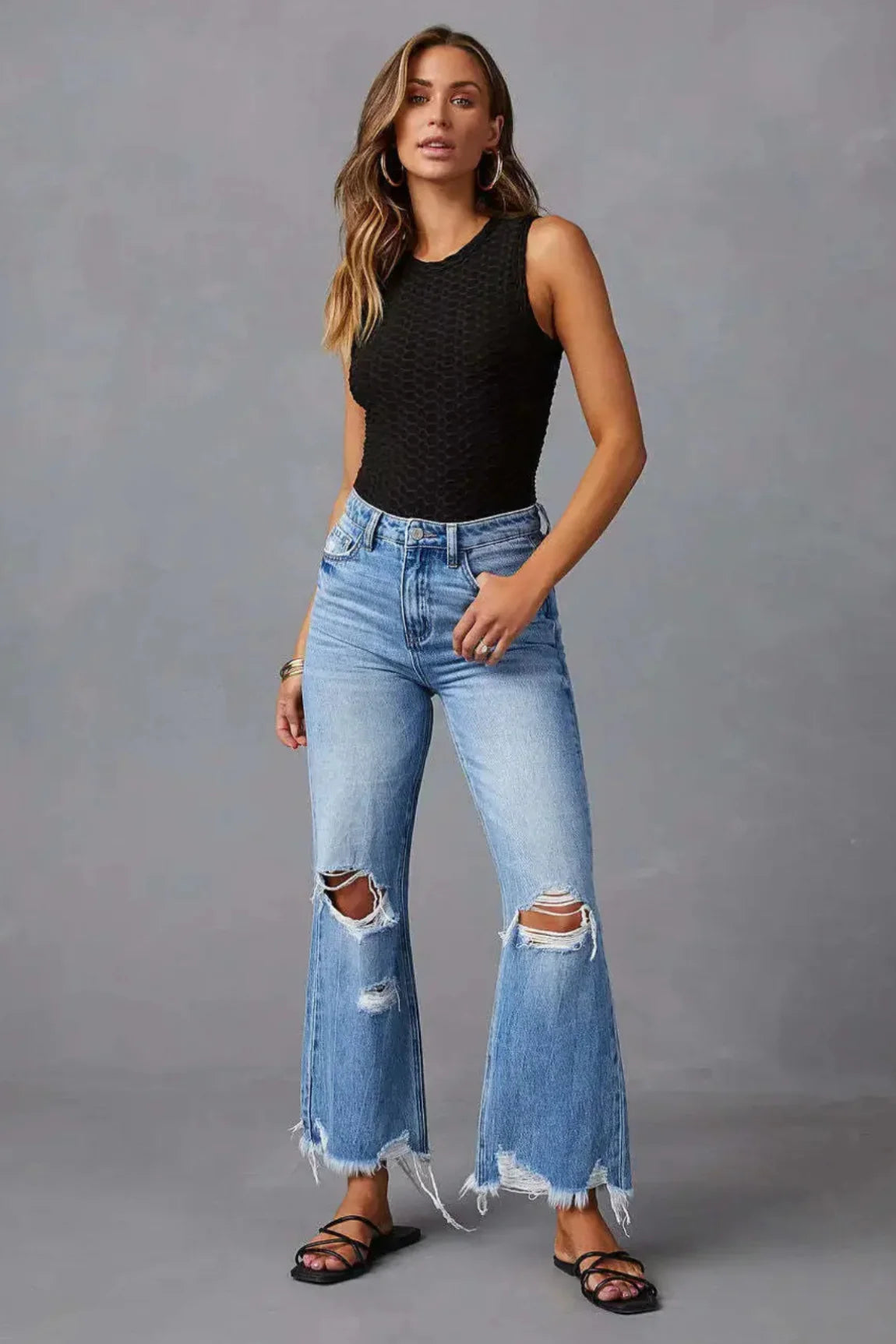 Frayed – Hem Flare Jeans