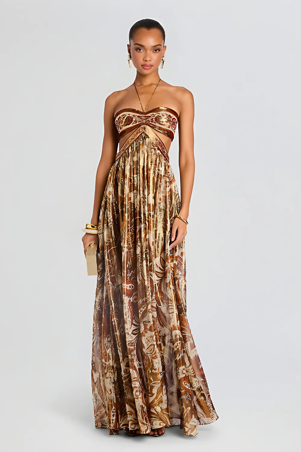 Strapless Printed Maxi Dress