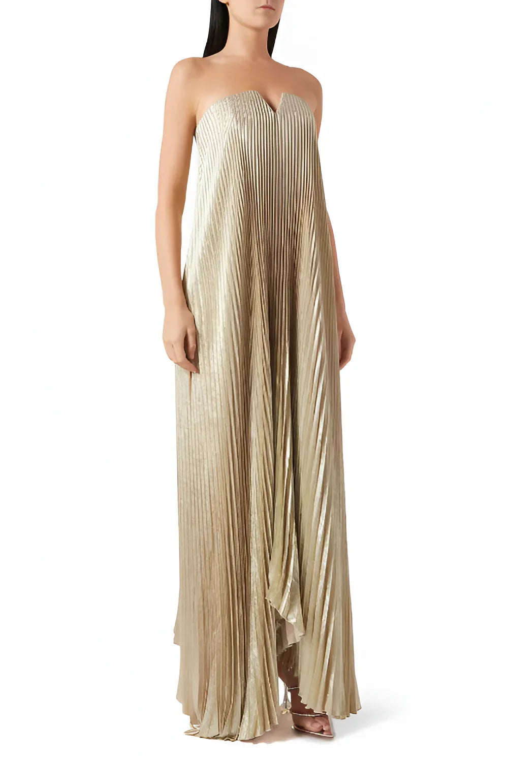 Gold Strapless Evening Dress