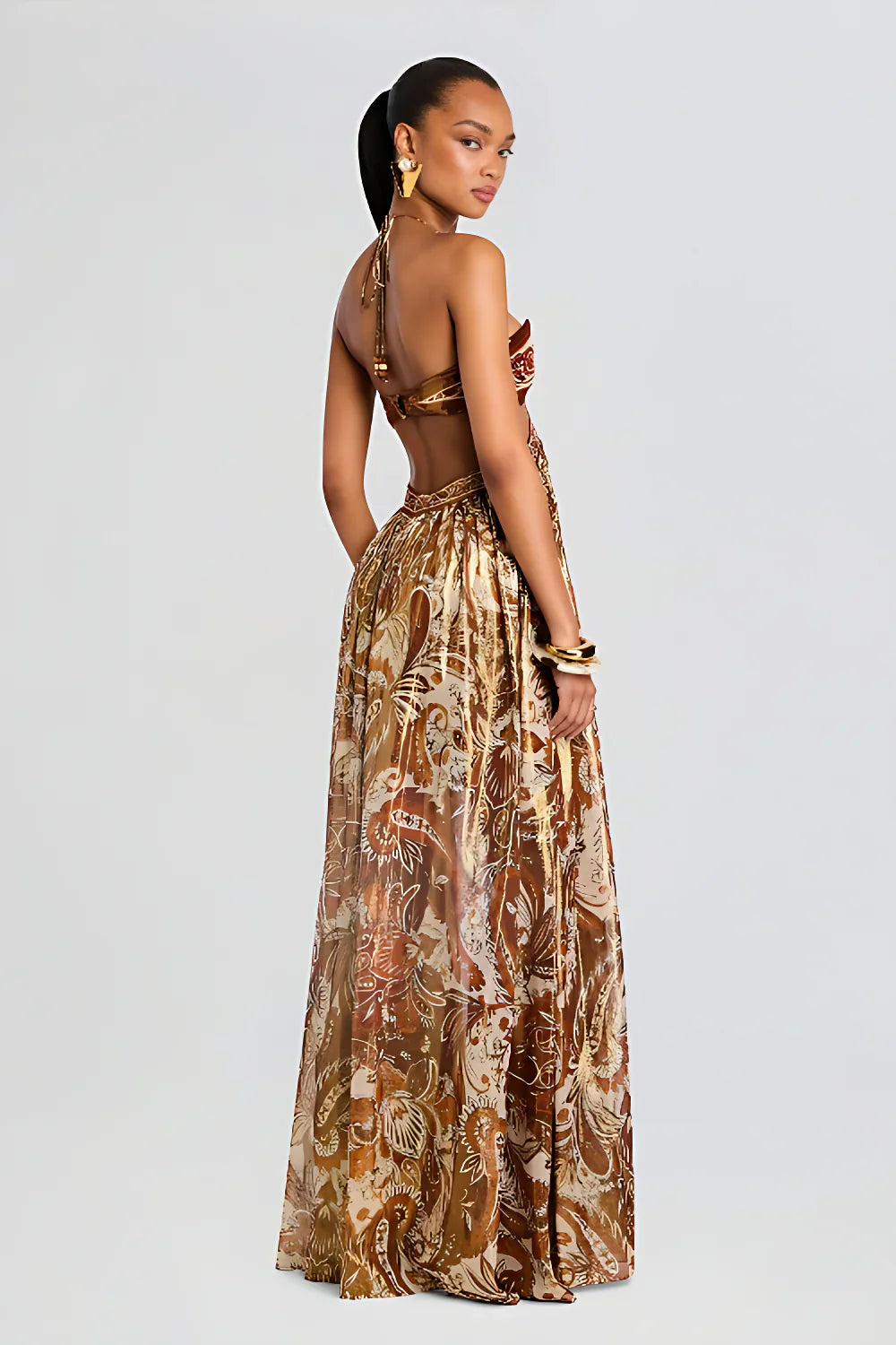 Strapless Printed Maxi Dress