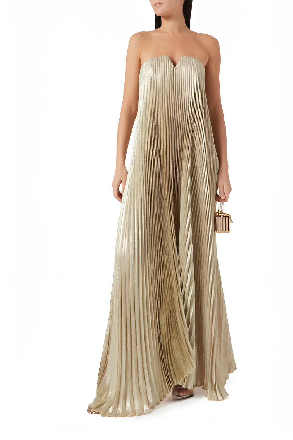Gold Strapless Evening Dress