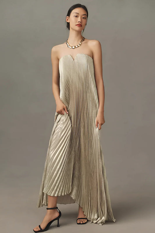 Gold Strapless Evening Dress