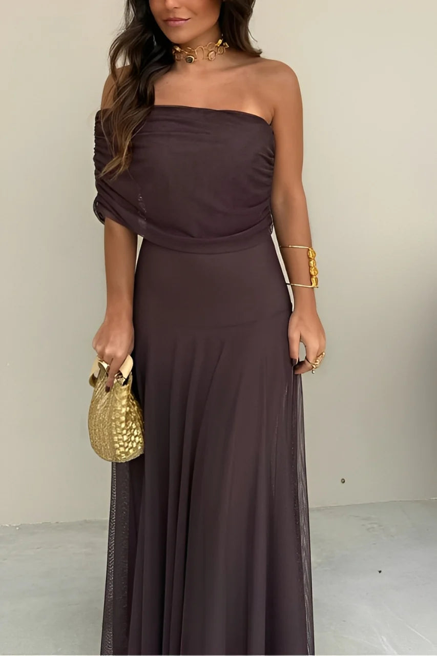Toledo One Shoulder Mesh Maxi Dress