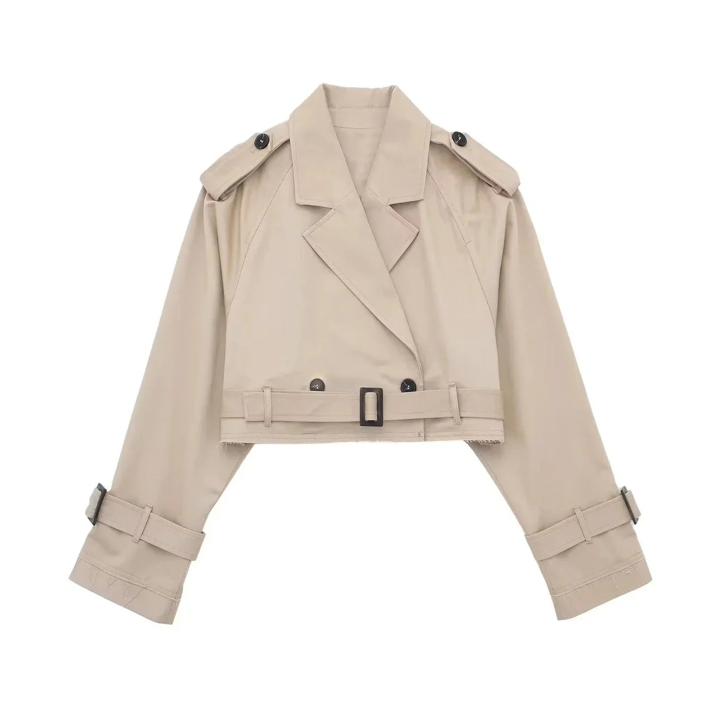 Lylah – Cropped Belted Trench Coat