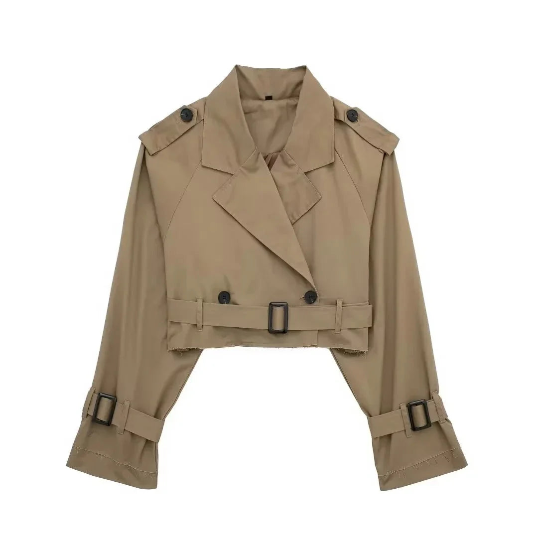 Lylah – Cropped Belted Trench Coat