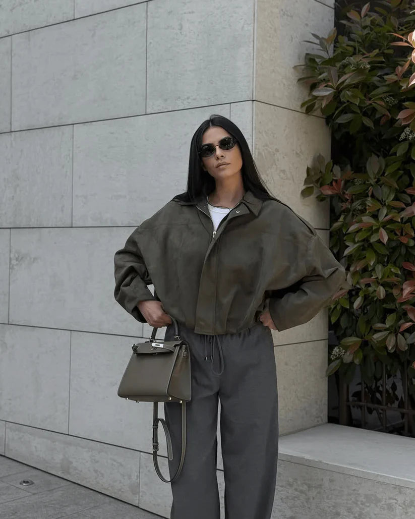 Lara Suede Bomber Jacket