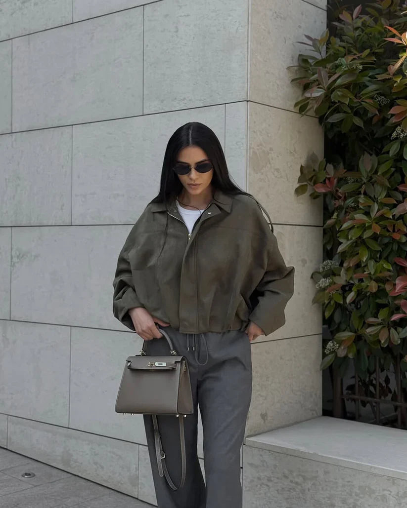 Lara Suede Bomber Jacket