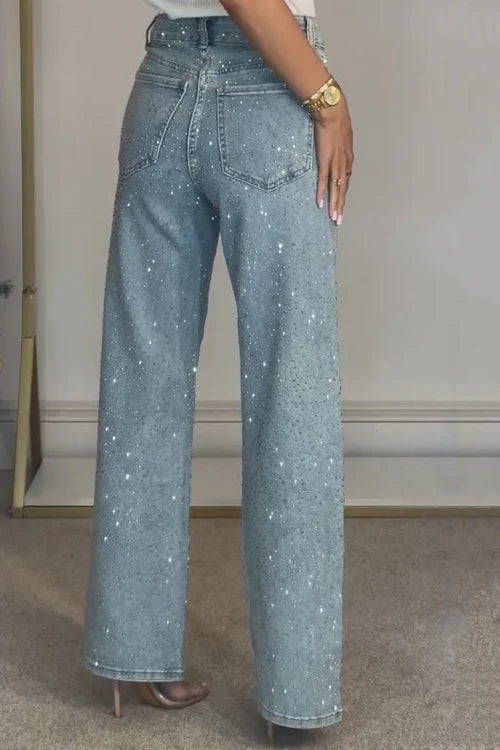 Diamanté – High Waisted Straight Leg Jeans
