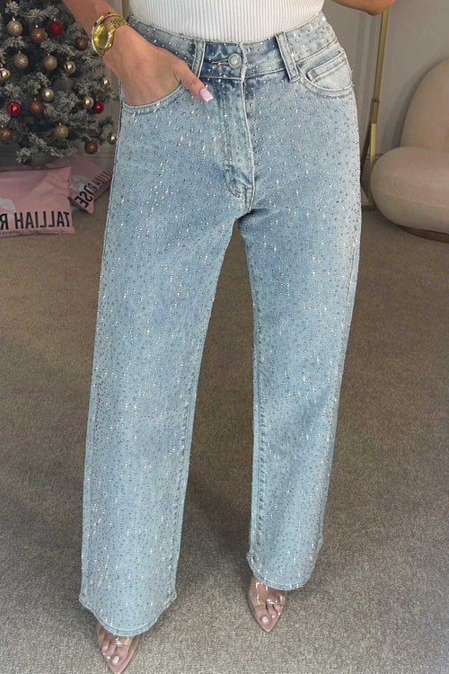 Diamanté – High Waisted Straight Leg Jeans
