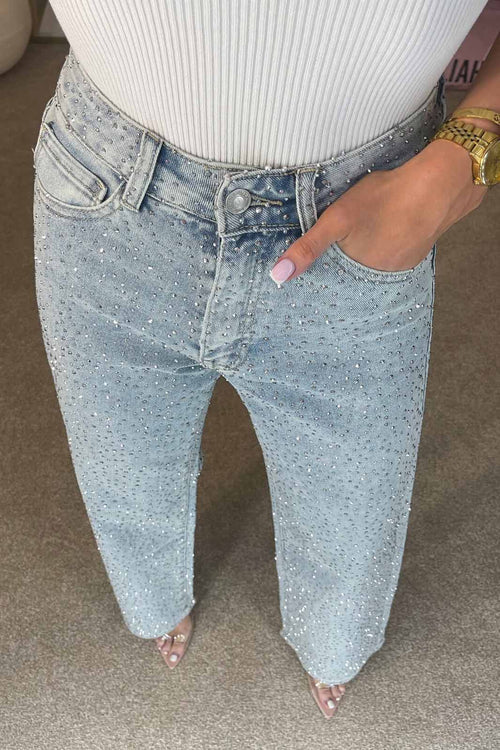 Diamanté – High Waisted Straight Leg Jeans