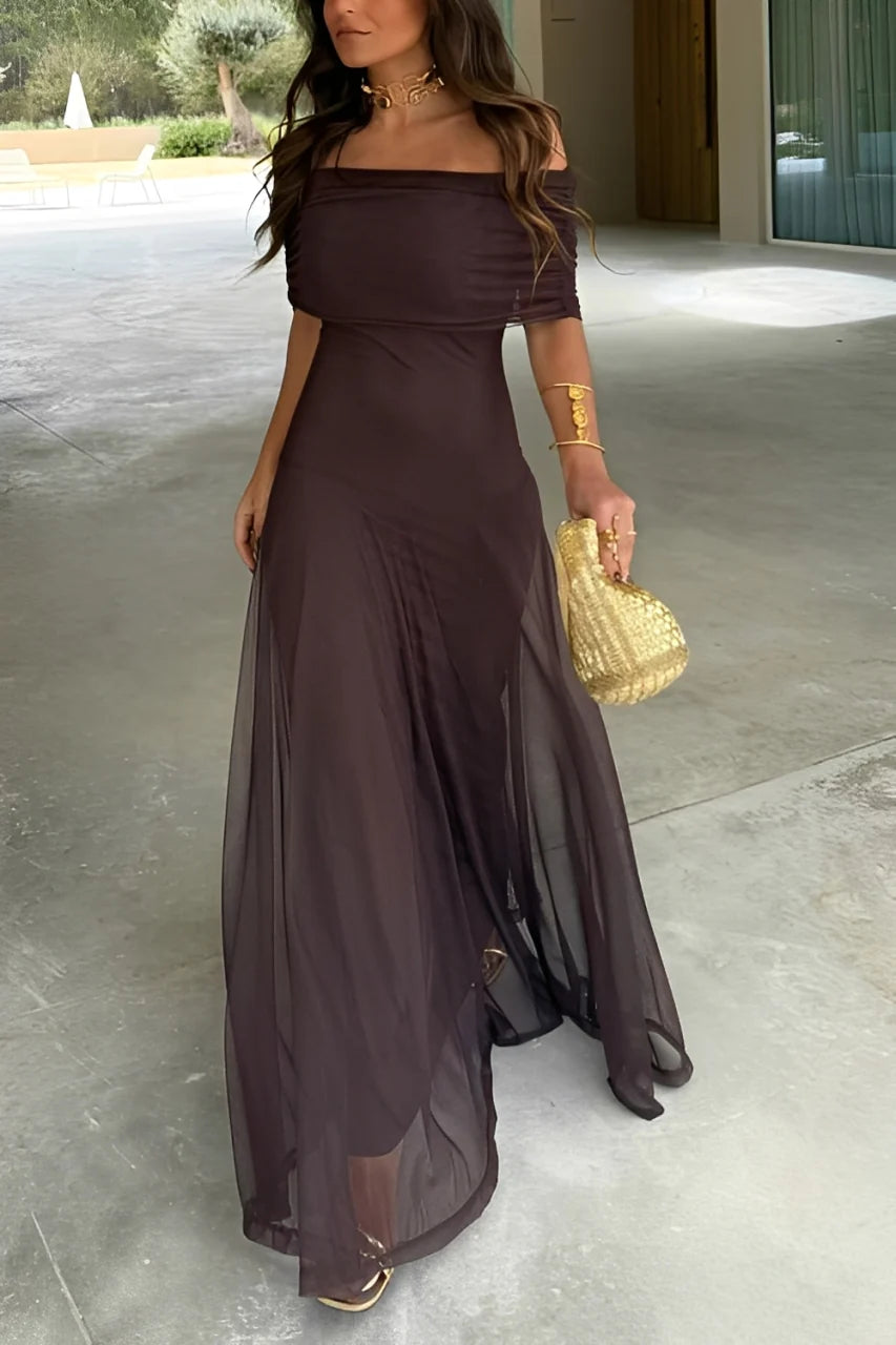 Toledo One Shoulder Mesh Maxi Dress