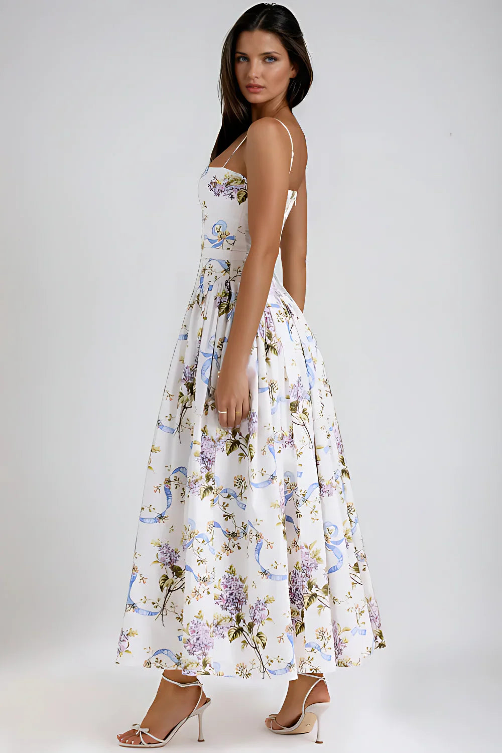 Seraphina Midi Dress – Off-White Floral