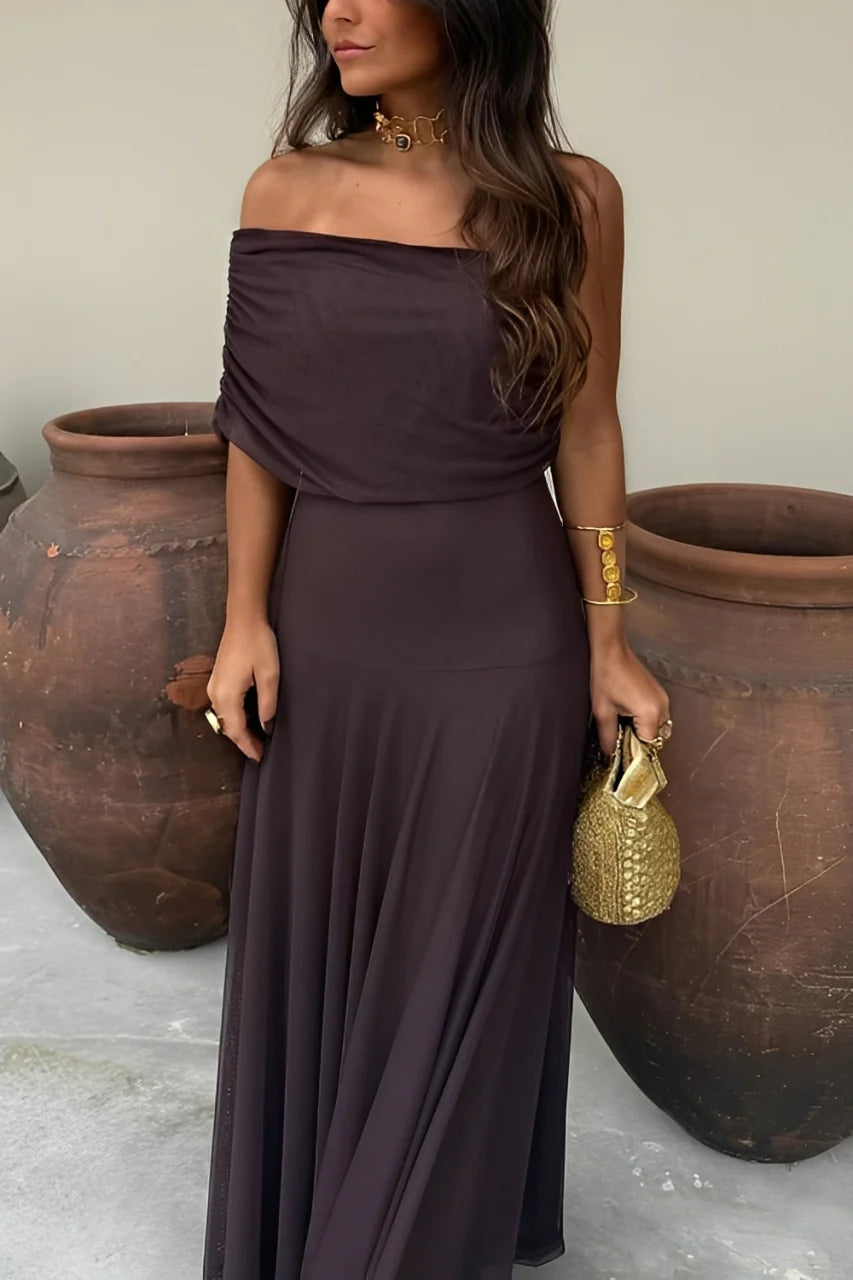 Toledo One Shoulder Mesh Maxi Dress