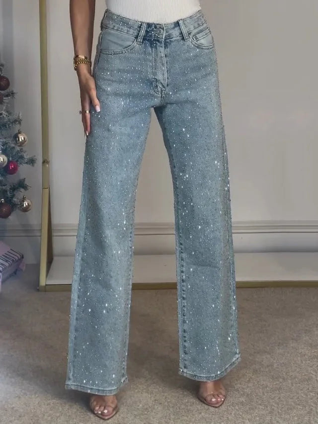 Diamanté – High Waisted Straight Leg Jeans
