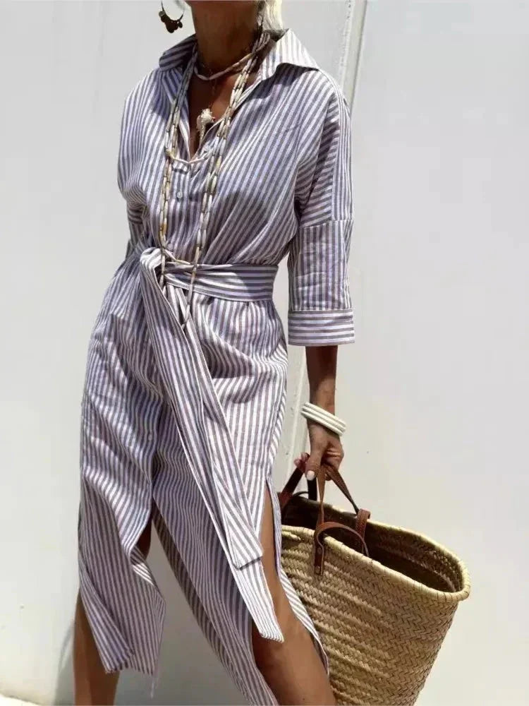 Lureza – Elegant Fluid Shirt Dress