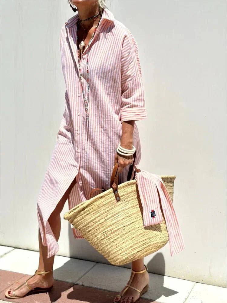 Lureza – Elegant Fluid Shirt Dress