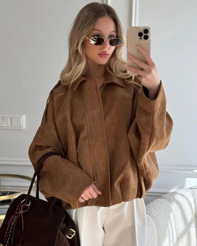 Lara Suede Bomber Jacket