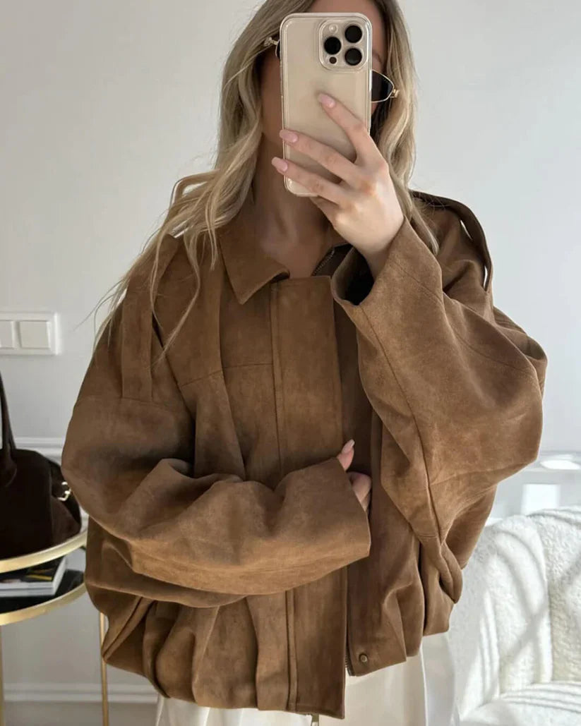 Lara Suede Bomber Jacket
